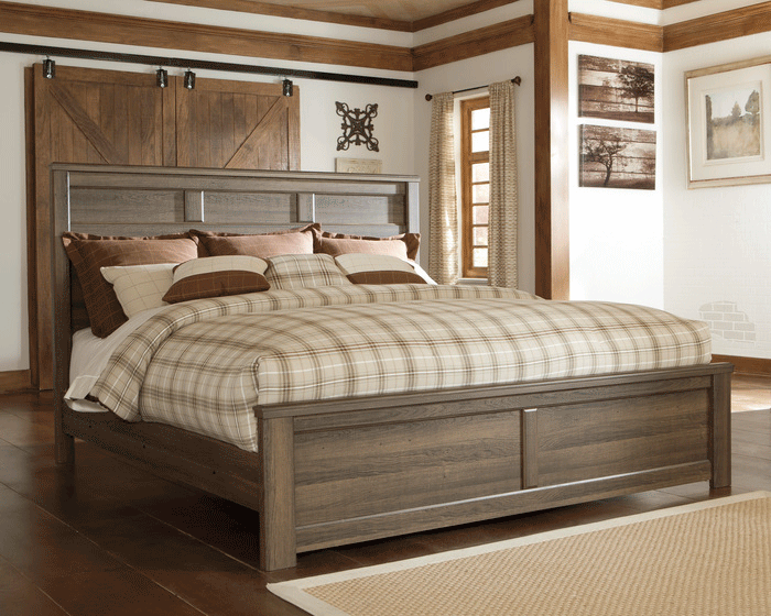 Juararo Dark Brown Panel King Bed