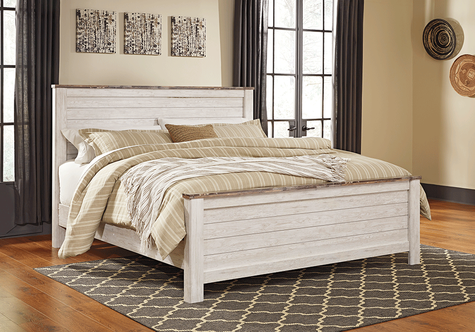 Alternative view of Willowton Whitewash King Panel Bedroom Set