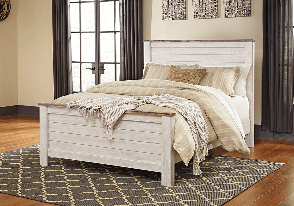 Willowton Whitewash Queen Panel Bed