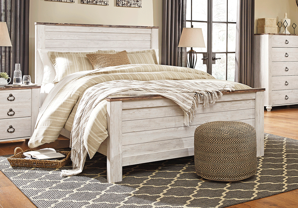 Alternative view of Willowton Whitewash Queen Panel Bed