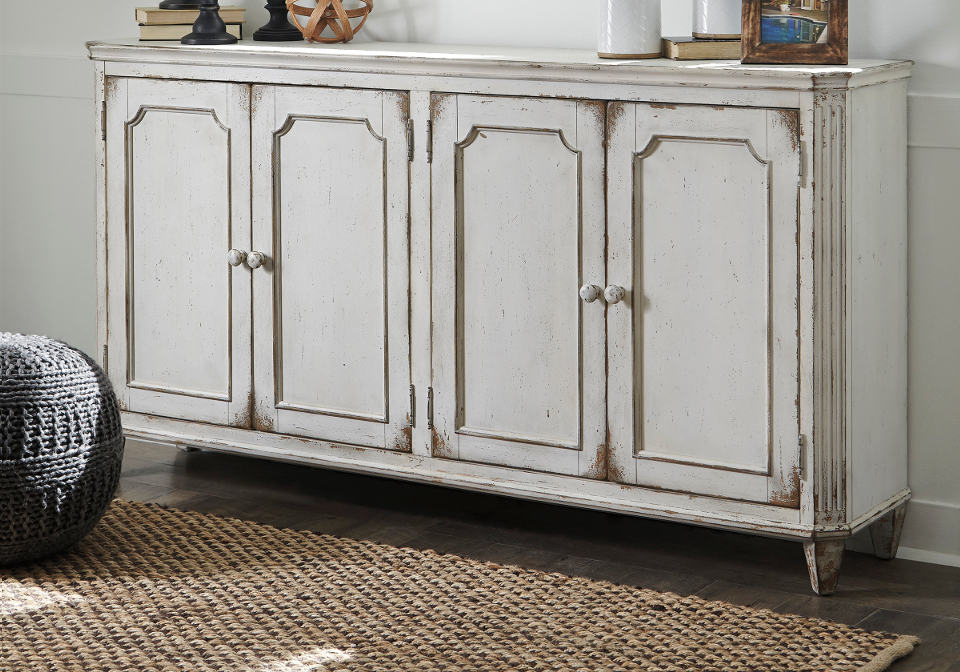 Mirimyn Antique White Door Accent Cabinet