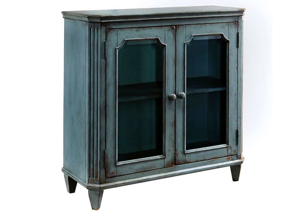 Alternative view of Mirimyn Antique Teal Door Accent Cabinet