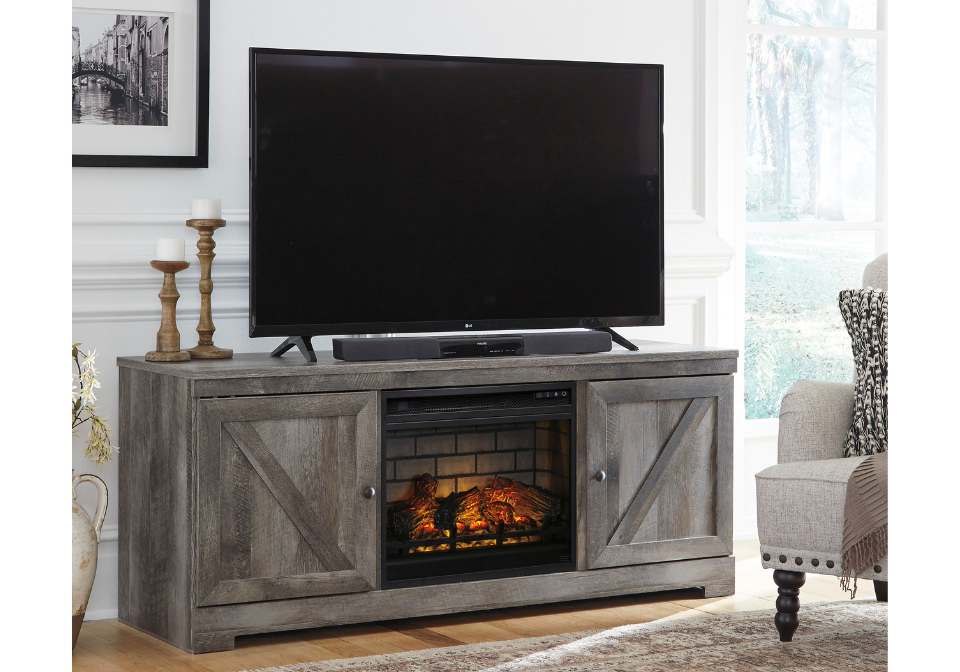 Wynnlow Gray TV Stand w/ Fireplace