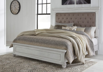 Kanwyn Whitewash Upholstered King Panel Bed