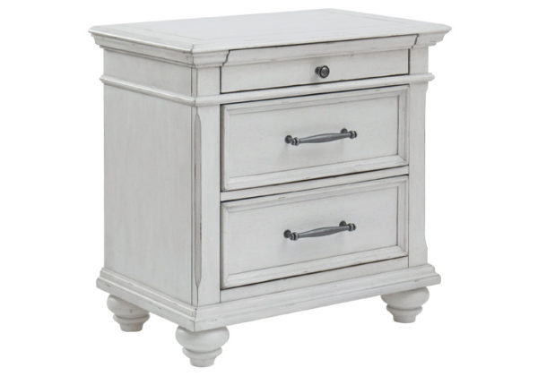 Kanwyn Whitewash 3 Drawer Nightstand - Image 2
