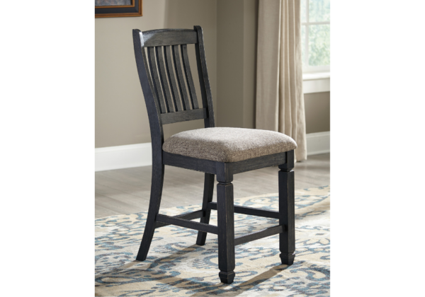 Tyler Creek Two-Tone Black Upholstered Barstool - Image 3