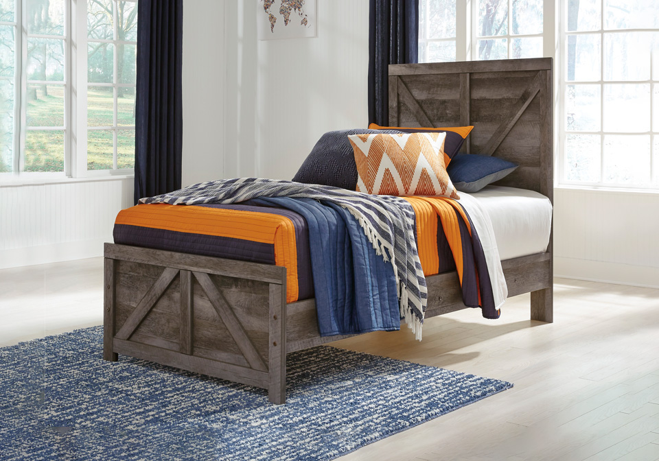 Wynnlow Gray Twin Crossbuck Panel Bed