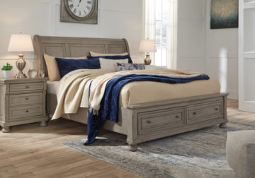 Lettner Light Gray Queen Sleigh Storage Bed