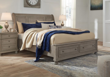Alternative view of Lettner Light Gray King Sleigh Storage Bedroom Set