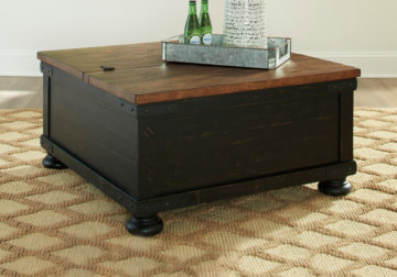 Valebeck Black/Brown Square Lift Top Cocktail Table