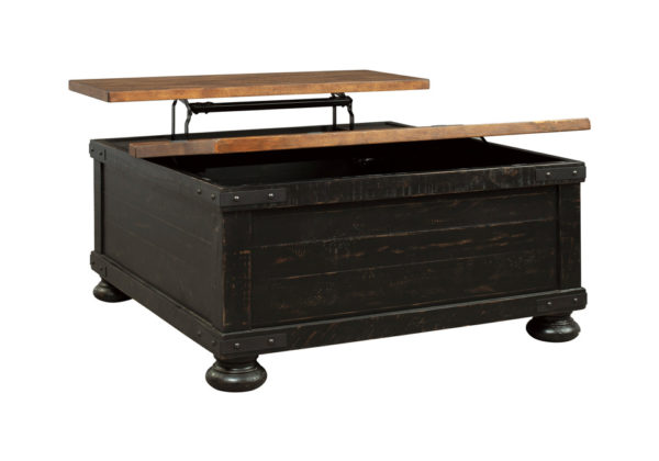 Valebeck Black/Brown Square Lift Top Cocktail Table - Image 4