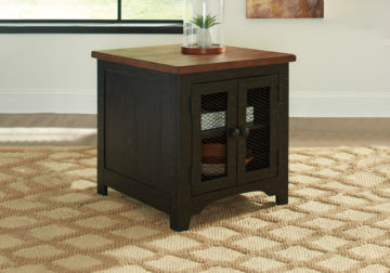 Valebeck Black/Brown Rectangular End Table