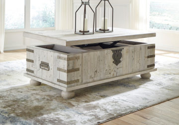 Alternative view of Carynhurst White Wash Gray Lift Top Cocktail Table