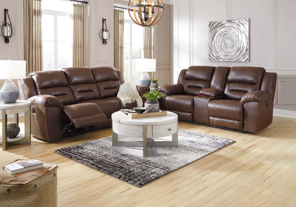 Stoneland Chocolate Power Reclining Sofa Set