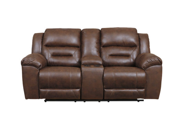 Stoneland Chocolate Reclining Loveseat w/Console - Image 2