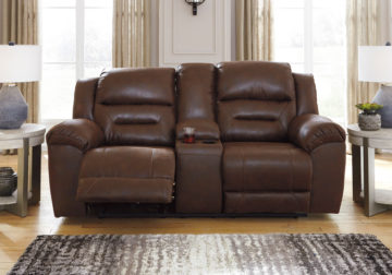 Stoneland Chocolate Power Reclining Loveseat w/Console