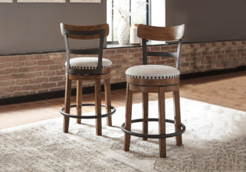 Valebeck Brown Upholstered Swivel Barstool
