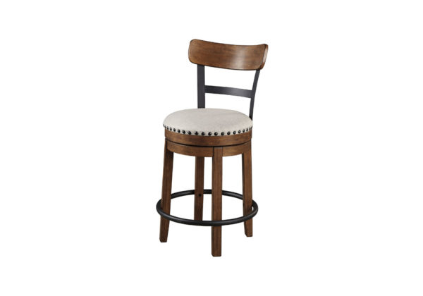 Valebeck Brown Upholstered Swivel Barstool - Image 2