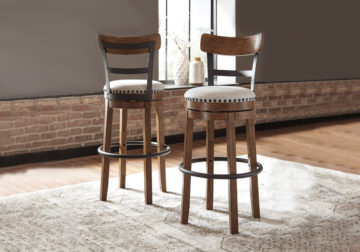 Valebeck Brown Tall Upholstered Swivel Barstool