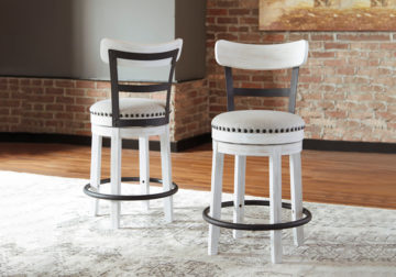 Valebeck White Upholstered Swivel Barstool