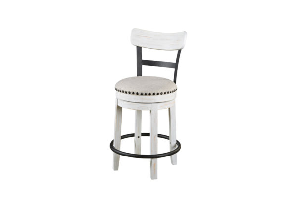 Valebeck White Upholstered Swivel Barstool - Image 2