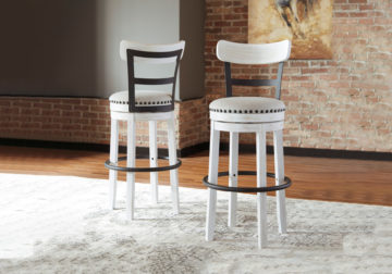 Valebeck White Tall Upholstered Swivel Barstool