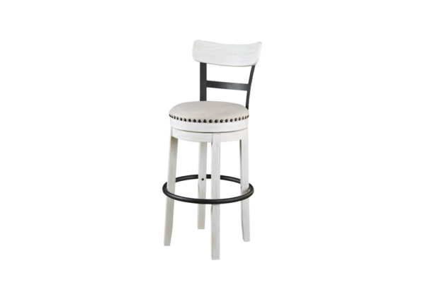 Valebeck White Tall Upholstered Swivel Barstool - Image 2