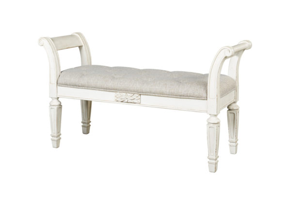 Realyn White Accent Bench - Image 2