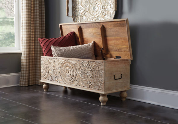 Fossil Ridge Beige Storage Bench - Image 2