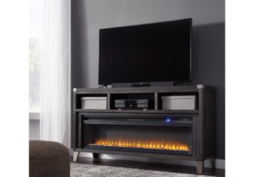 Todoe Gray Large TV Stand w/Fireplace