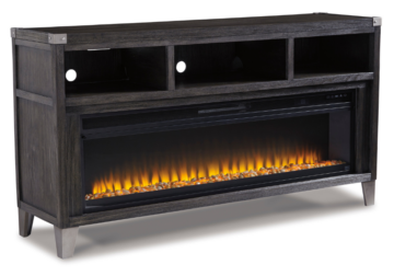 Alternative view of Todoe Gray Large TV Stand w/Fireplace