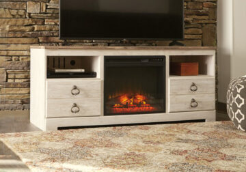 Willowton Whitewash TV Stand w/Fireplace Option