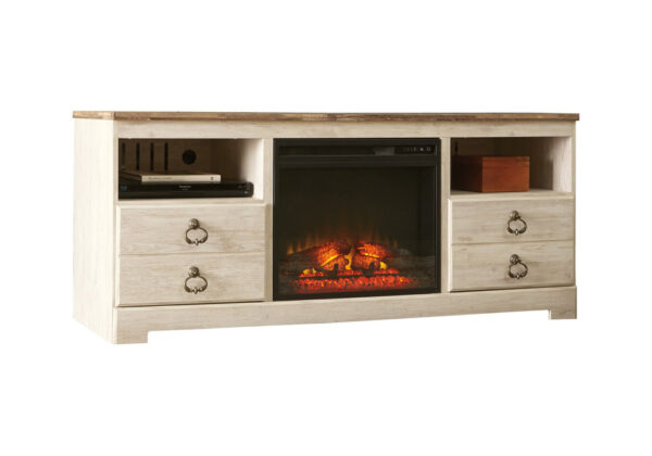 Willowton Whitewash TV Stand w/Fireplace Option - Image 2