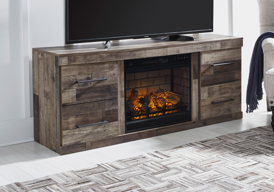 Derekson Large TV Stand w/Fireplace