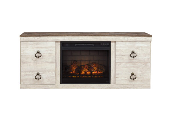 Willowton Whitewash Large TV Stand w/Fireplace - Image 3
