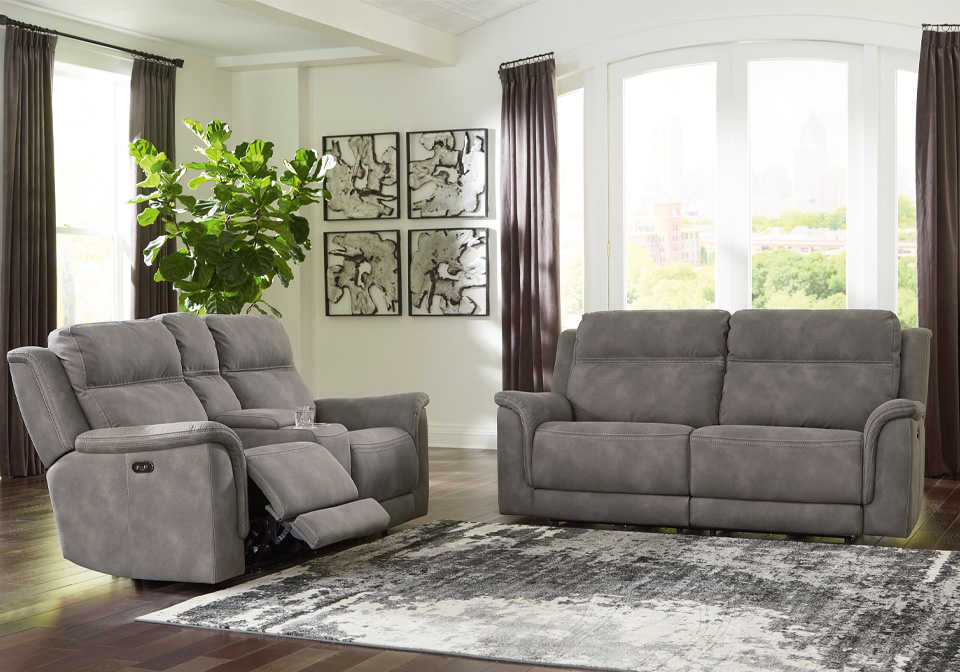Next-Gen DuraPella Slate Power Reclining Sofa Set