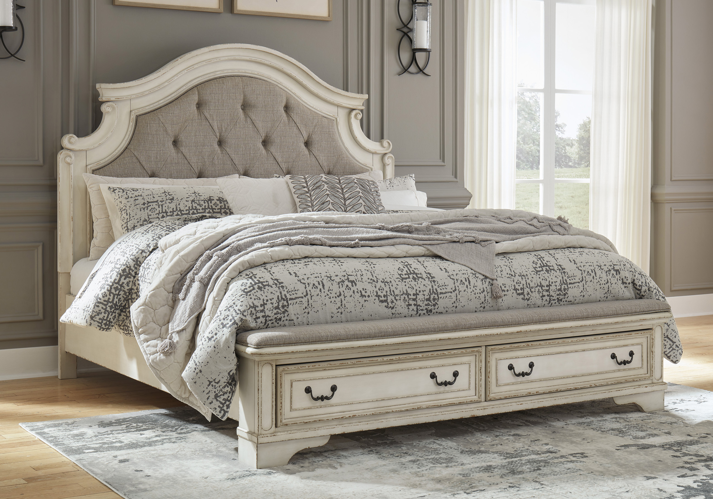Realyn Two-Tone Queen Panel Storage Bed