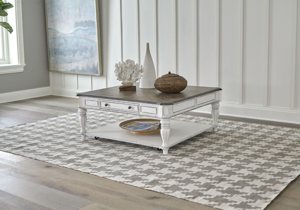 Magnolia Manor Antique White Square Oversized Cocktail Table