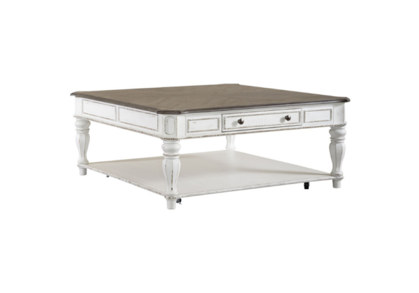 Magnolia Manor Antique White Square Oversized Cocktail Table - Image 3