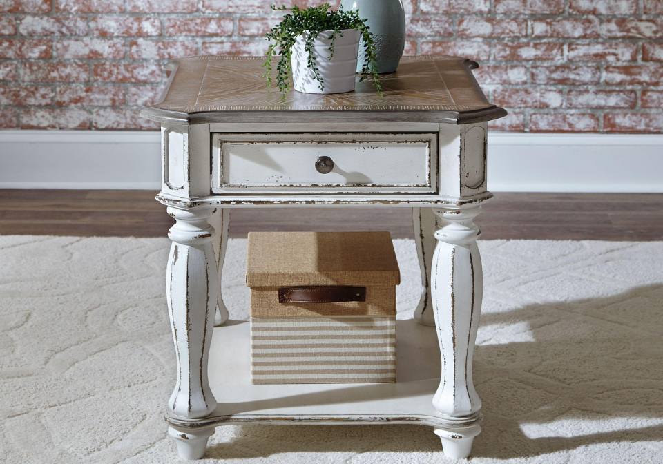 Magnolia Manor Antique White End Table