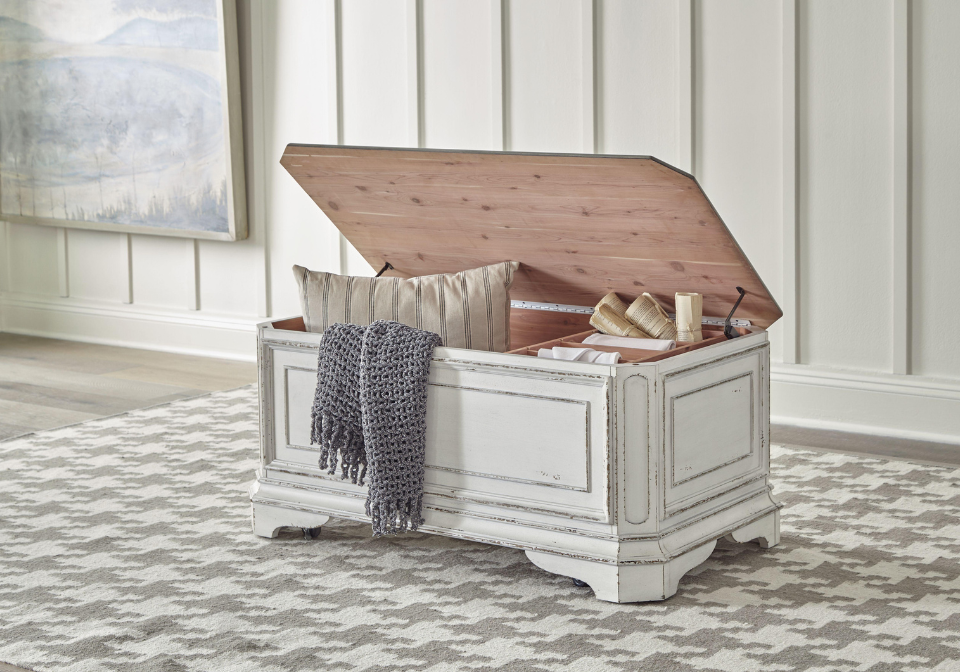 Magnolia Manor Antique White Storage Trunk