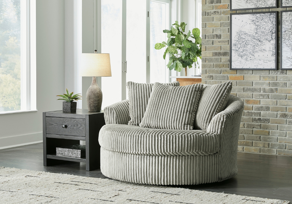 Lindyn Fog Oversized Swivel Accent Chair