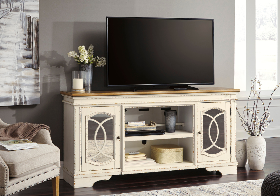 Realyn Chipped White Extra Large TV Stand