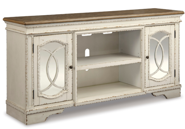 Realyn Chipped White Extra Large TV Stand - Image 2