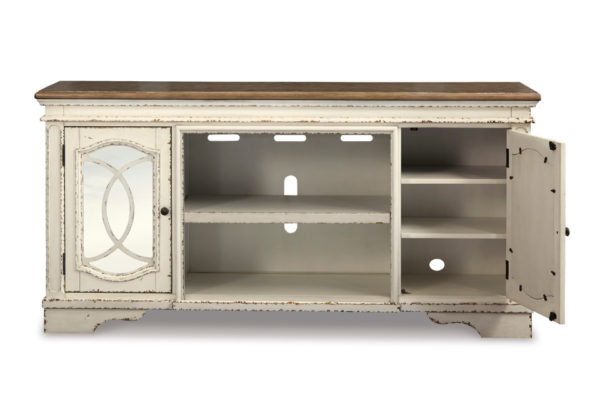 Realyn Chipped White Extra Large TV Stand - Image 3