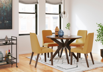 Lyncott 5-Piece Dining Set with Mustard Chair