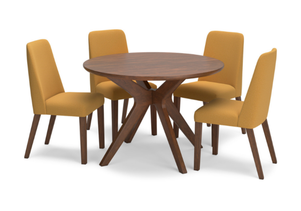 Lyncott 5-Piece Dining Set with Mustard Chair - Image 2