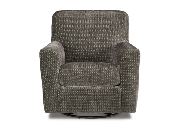 Herstow Charcoal Swivel Glider Accent Chair - Image 3