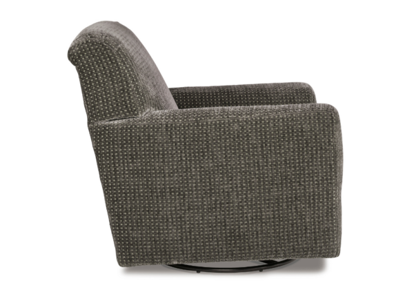 Herstow Charcoal Swivel Glider Accent Chair - Image 4