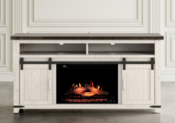 Alternative view of Madison County White TV Stand w/ Fireplace Insert